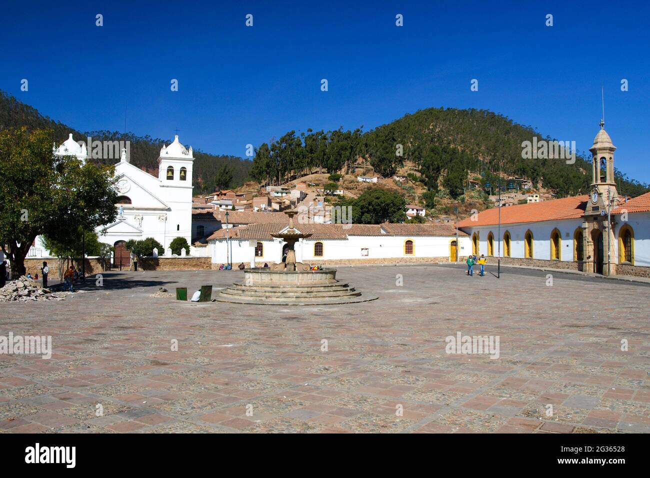 Maisons coloniales blanches de la Recoleta sur la place Plaza Pedro de Anzures, sucre, Bolivie Amérique du Sud Banque D'Images