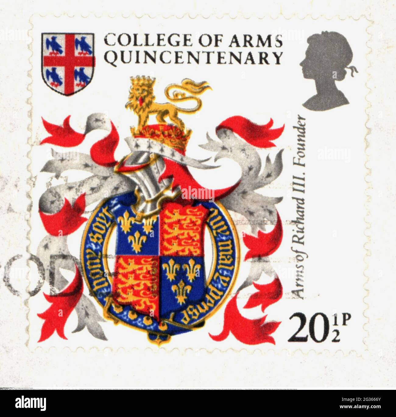 Courrier, timbres-poste, Grande-Bretagne, 20 1/2 pence numéro spécial, 500 ans College of Arms, 1984, DROITS-SUPPLÉMENTAIRES-AUTORISATION-INFO-NON-DISPONIBLE Banque D'Images