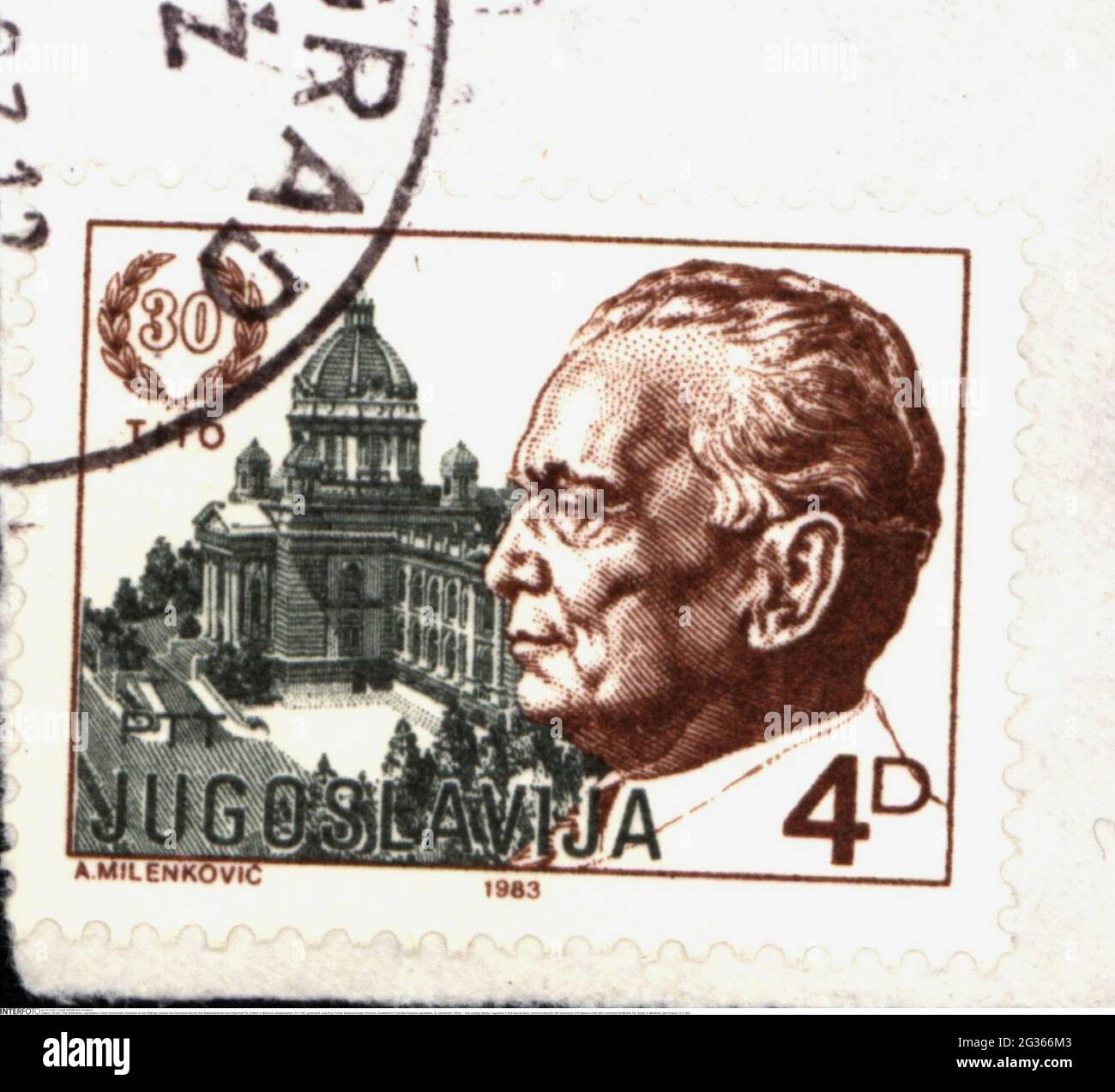 Courrier, timbres-poste, Yougoslavie, 4 dinar numéro spécial, DROITS-SUPPLÉMENTAIRES-AUTORISATION-INFO-NON-DISPONIBLE Banque D'Images