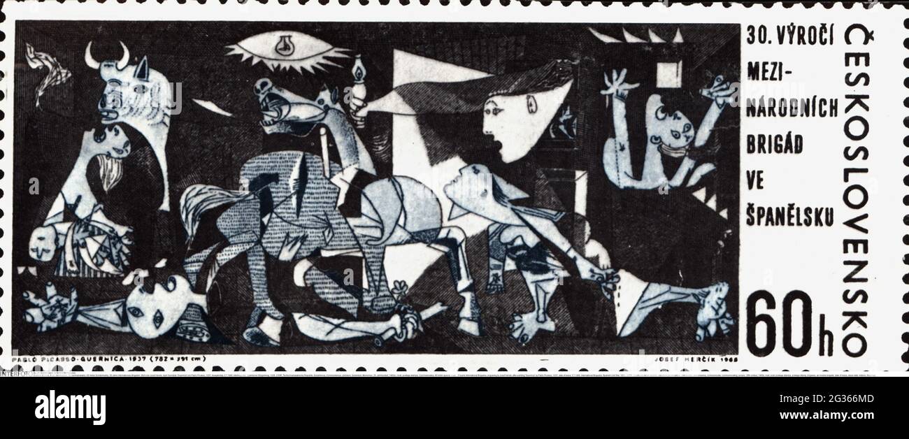 Courrier, timbres-poste, Tchécoslovaquie, 60 heller numéro spécial, Brigades internationales de 30 ans, DROITS-SUPPLÉMENTAIRES-AUTORISATION-INFO-NON-DISPONIBLE Banque D'Images
