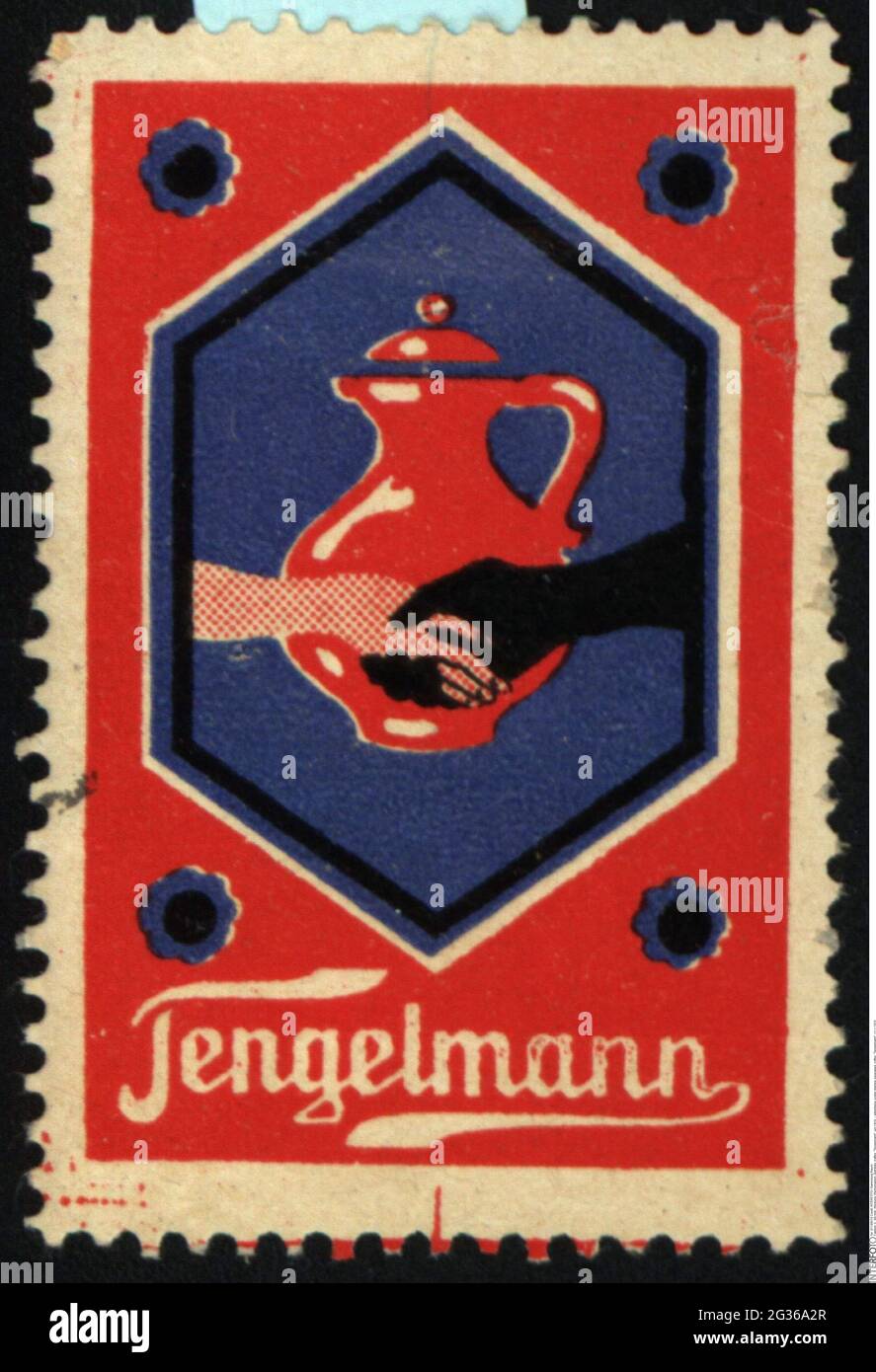 Publicité, timbres-affiches, boissons, café, « Tengelmann », VERS 1910, INFO-AUTORISATION-DROITS-SUPPLÉMENTAIRES-NON-DISPONIBLE Banque D'Images