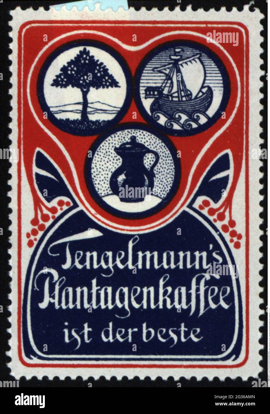 Publicité, timbres-affiches, boissons, café, « Tengelmann », VERS 1910, INFO-AUTORISATION-DROITS-SUPPLÉMENTAIRES-NON-DISPONIBLE Banque D'Images