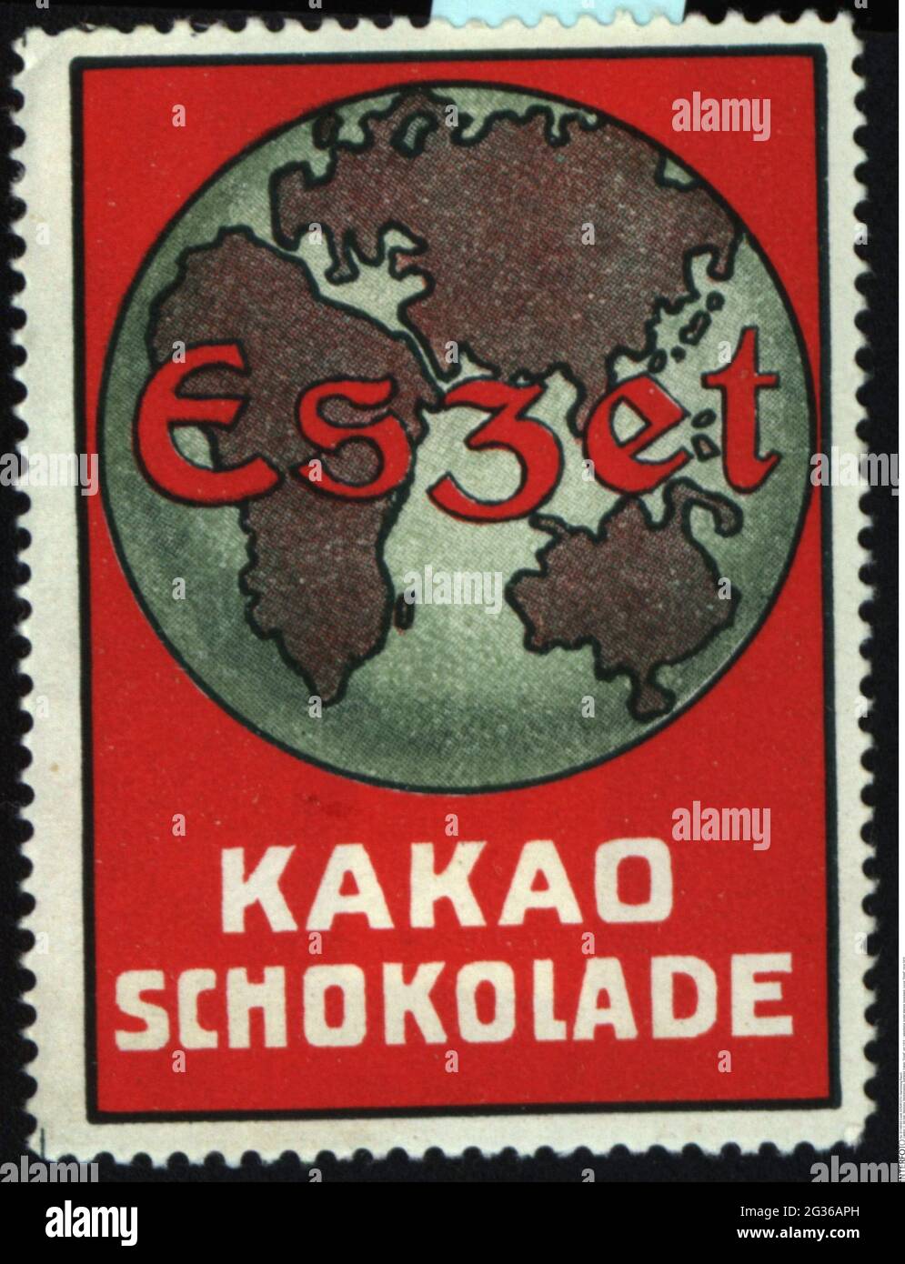 Publicité, timbres-affiches, boissons, cacao, « Eszet », VERS 1910, INFO-AUTORISATION-DROITS-SUPPLÉMENTAIRES-NON-DISPONIBLE Banque D'Images