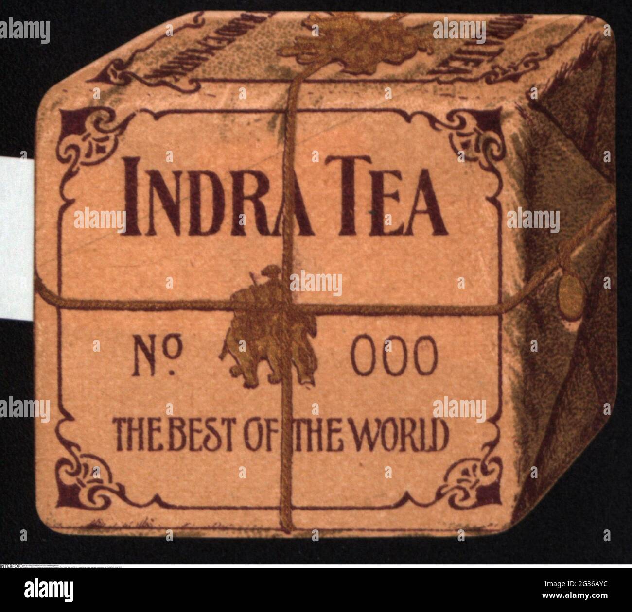 Publicité, timbres-affiches, boissons, thé, « thé Indra », VERS 1910, INFO-AUTORISATION-DROITS-SUPPLÉMENTAIRES-NON-DISPONIBLE Banque D'Images
