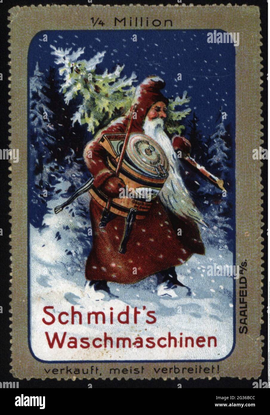 Publicité, timbres-affiches, appareils ménagers / articles ménagers, lave-linge « Shmid's », vers 1910, DROITS supplémentaires-AUTORISATION-INFO-NON-DISPONIBLE Banque D'Images