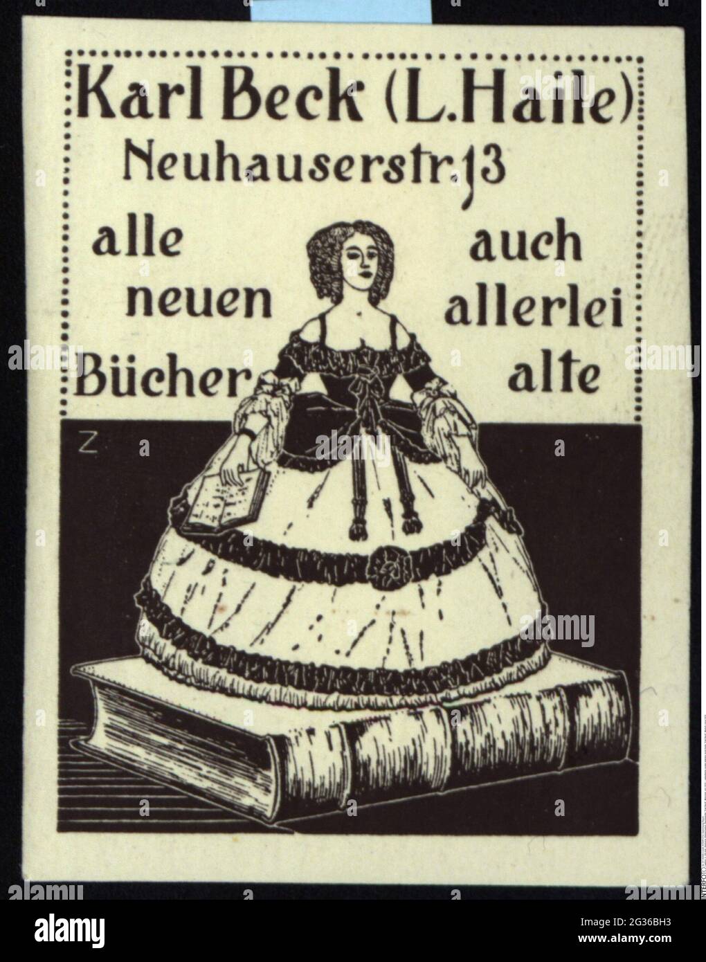 Publicité, timbres-affiches, commerce du livre, « Karl Beck », Munich, VERS 1910, INFO-AUTORISATION-DROITS-SUPPLÉMENTAIRES-NON-DISPONIBLE Banque D'Images