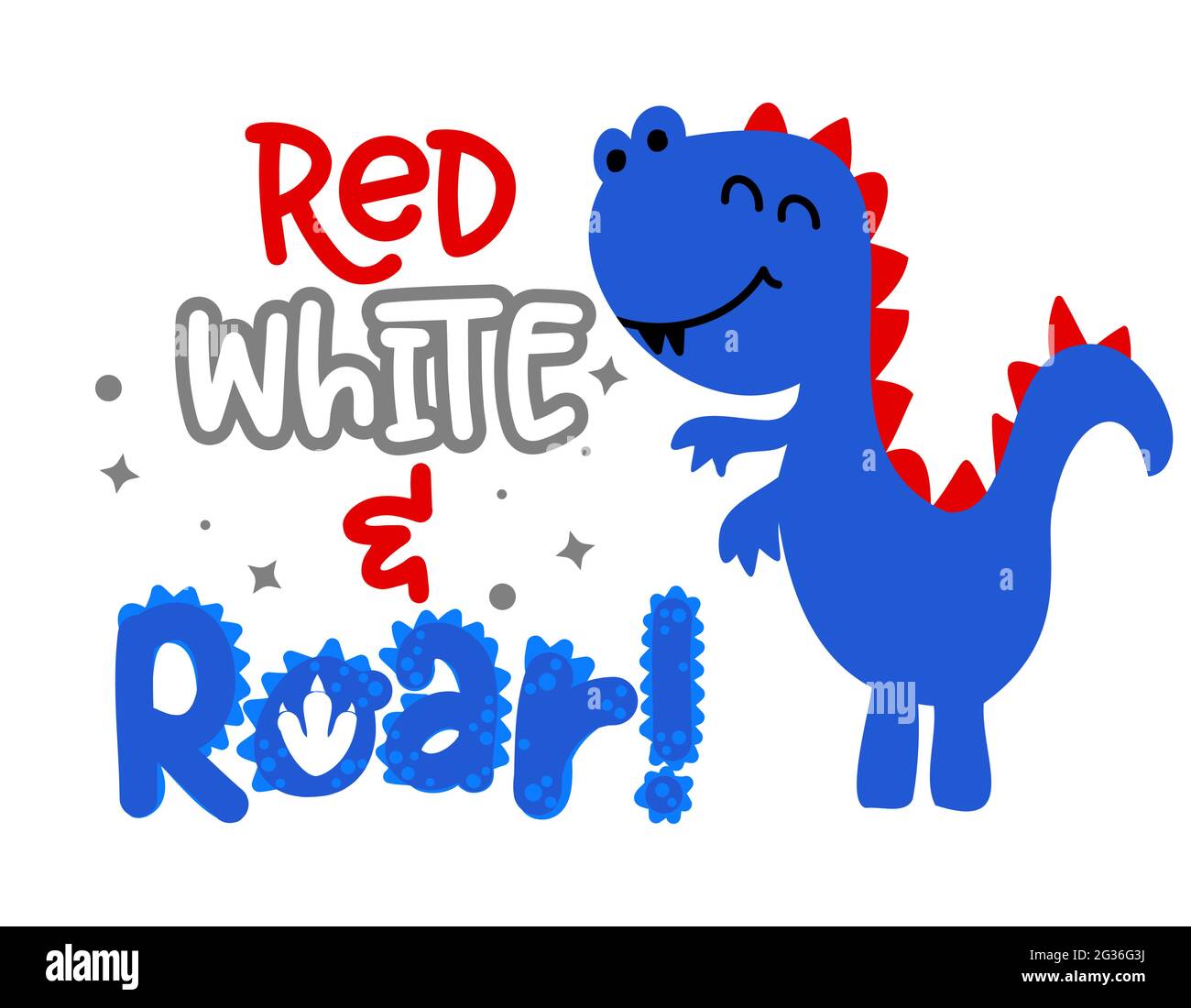 Rouge blanc et roar ou rawr avec USA Colors dino - Happy Independence Day juillet illustration design. Bon pour la publicité, l'affiche, l'annonce, inv Illustration de Vecteur