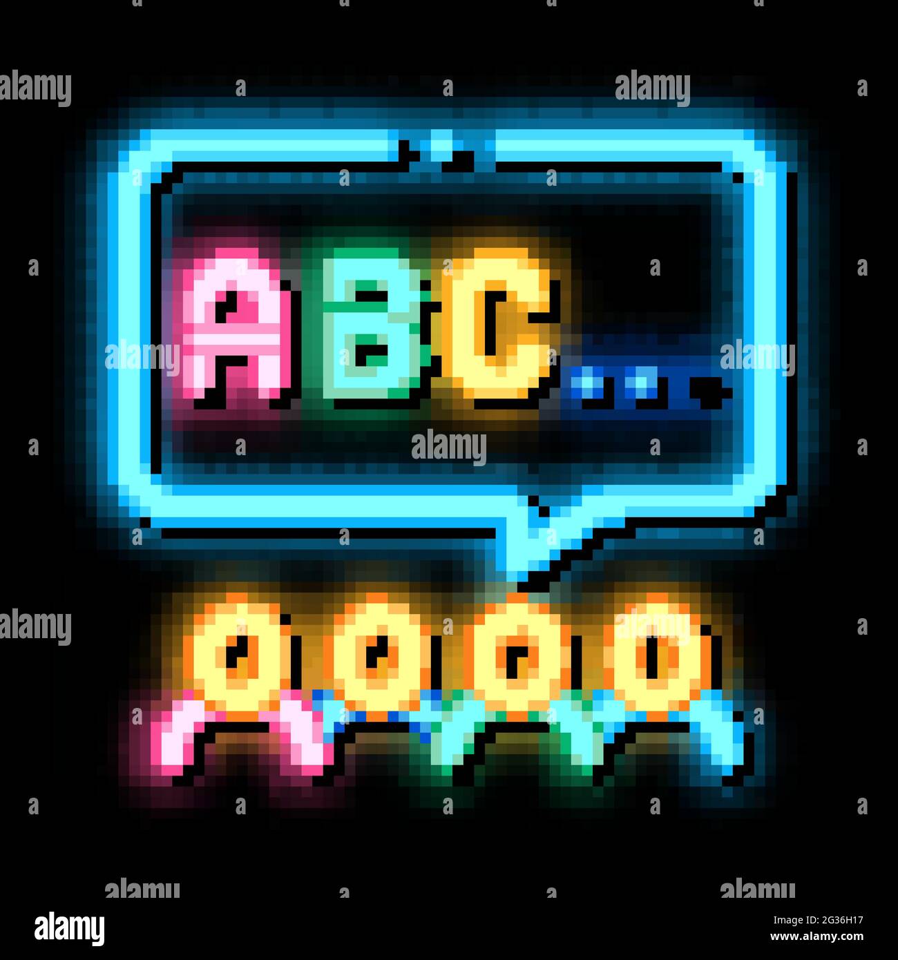 illustration de l'icône lumineuse au néon de l'alphabet pour l'éducation préscolaire Illustration de Vecteur