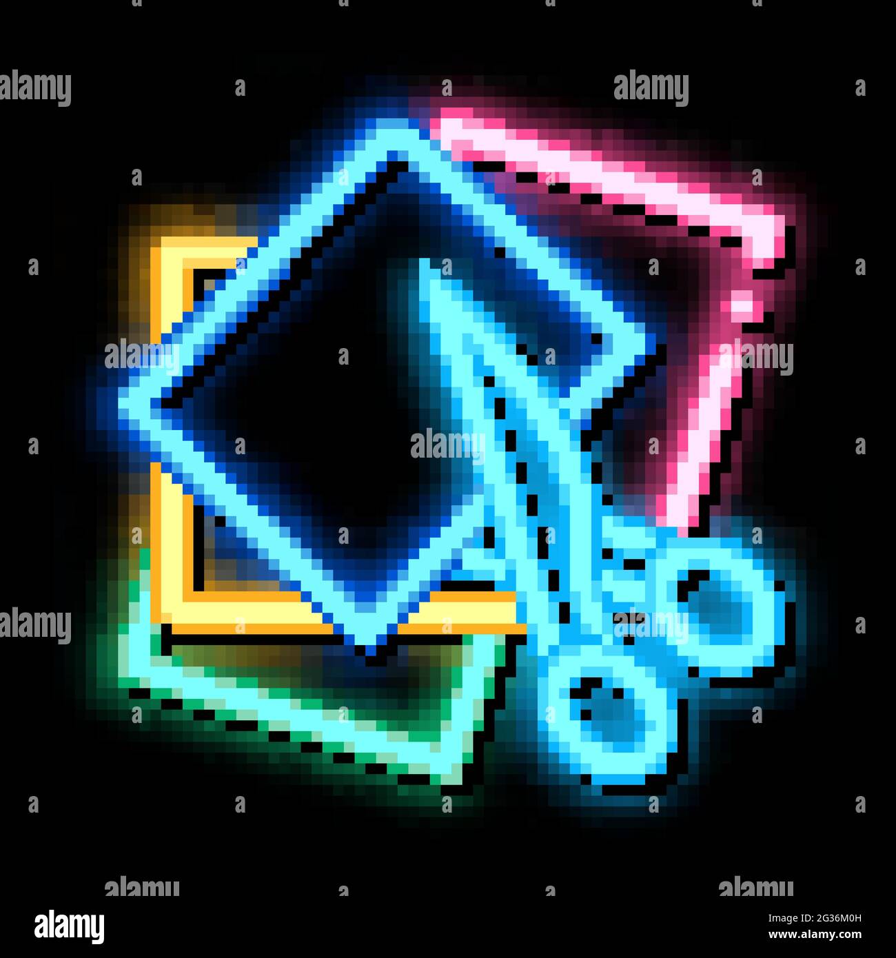 éducation préscolaire coupe ciseaux néon icône d'illustration Illustration de Vecteur