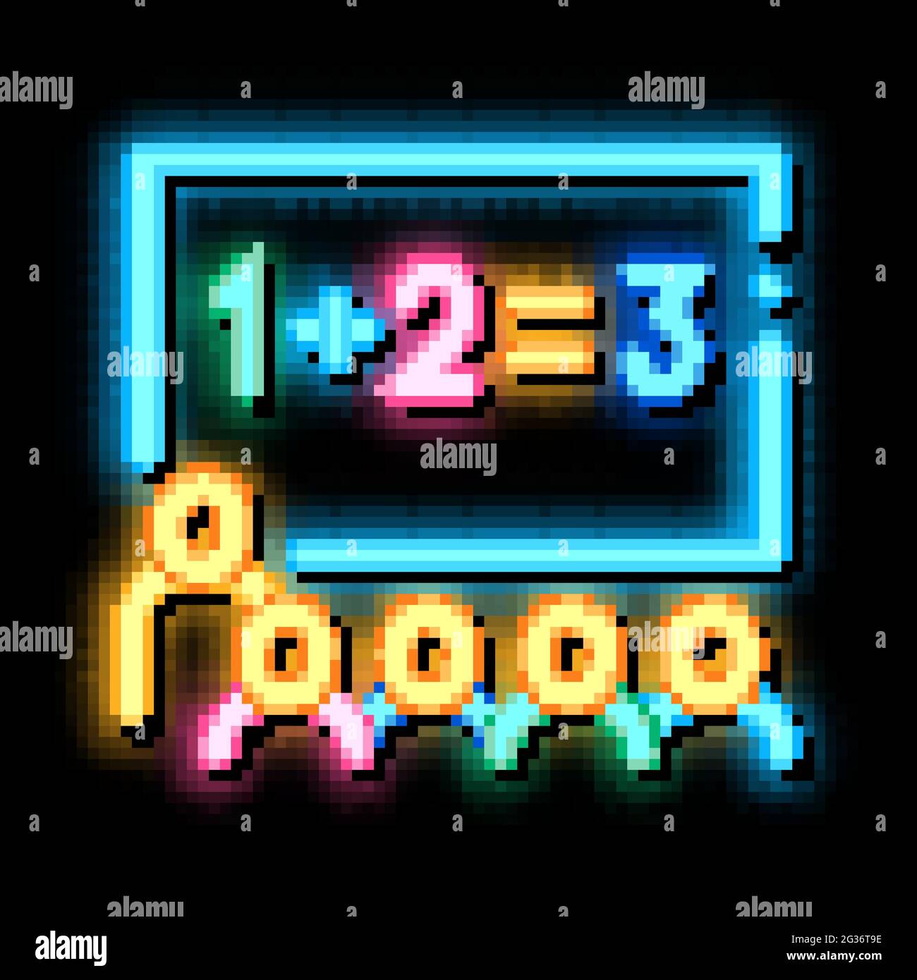 classe préscolaire enfants éducation mathématiques néon icône d'illustration Illustration de Vecteur