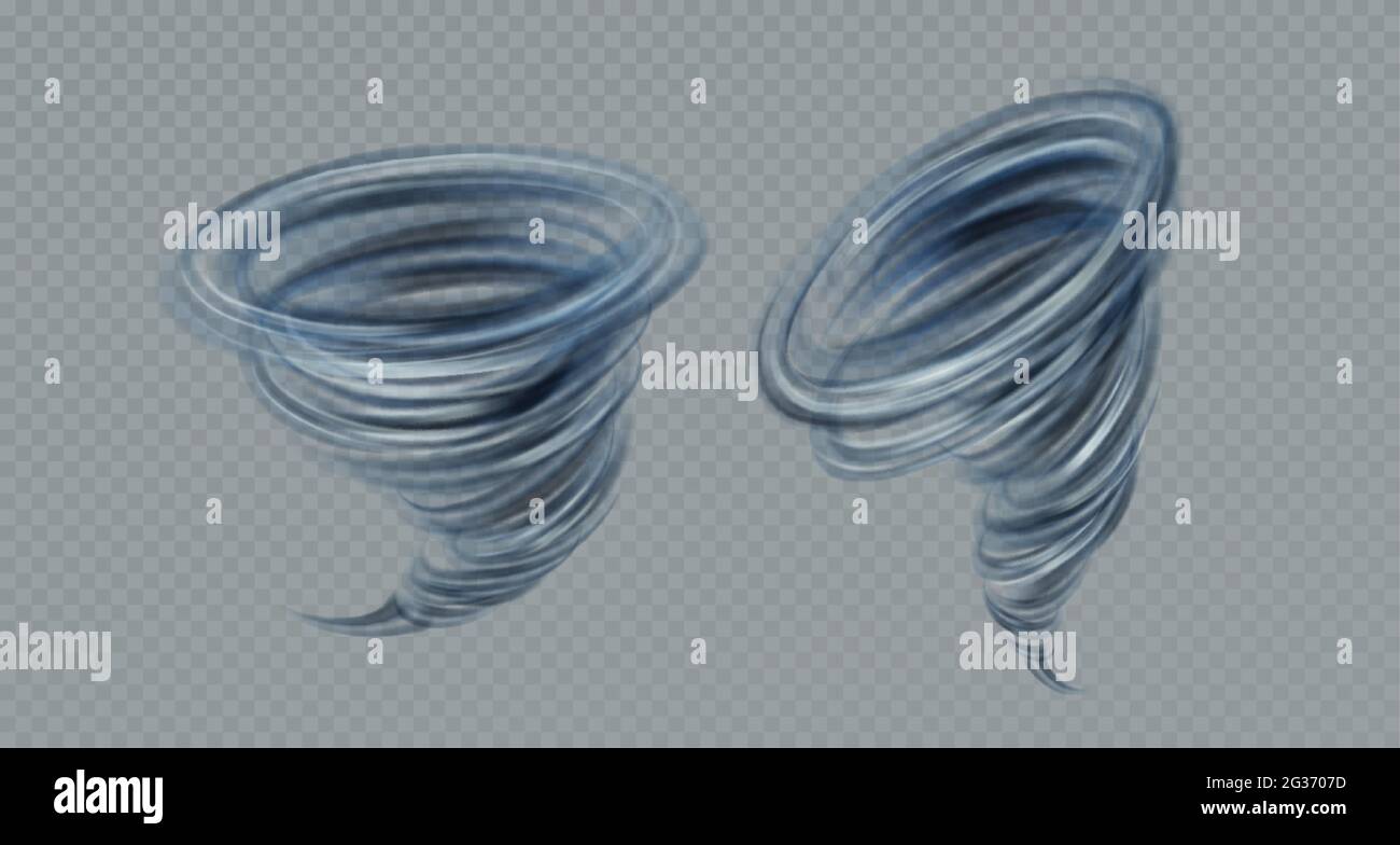 Tourbillon de tornade vecteur réaliste isolé sur fond gris. Véritable effet de transparence. Illustration vectorielle Illustration de Vecteur