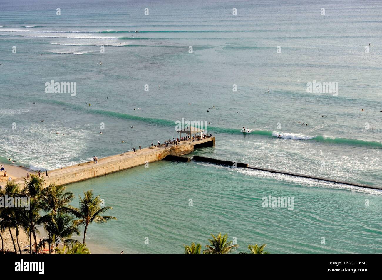 Vue aérienne de Waikiki Beach. Waikiki, Honolulu, Oahu, Hawaï Banque D'Images