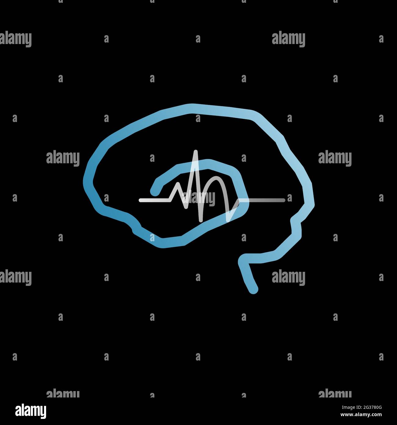 Concept de saisie focale. Illustration du contour du cerveau et de l'onde cérébrale Illustration de Vecteur