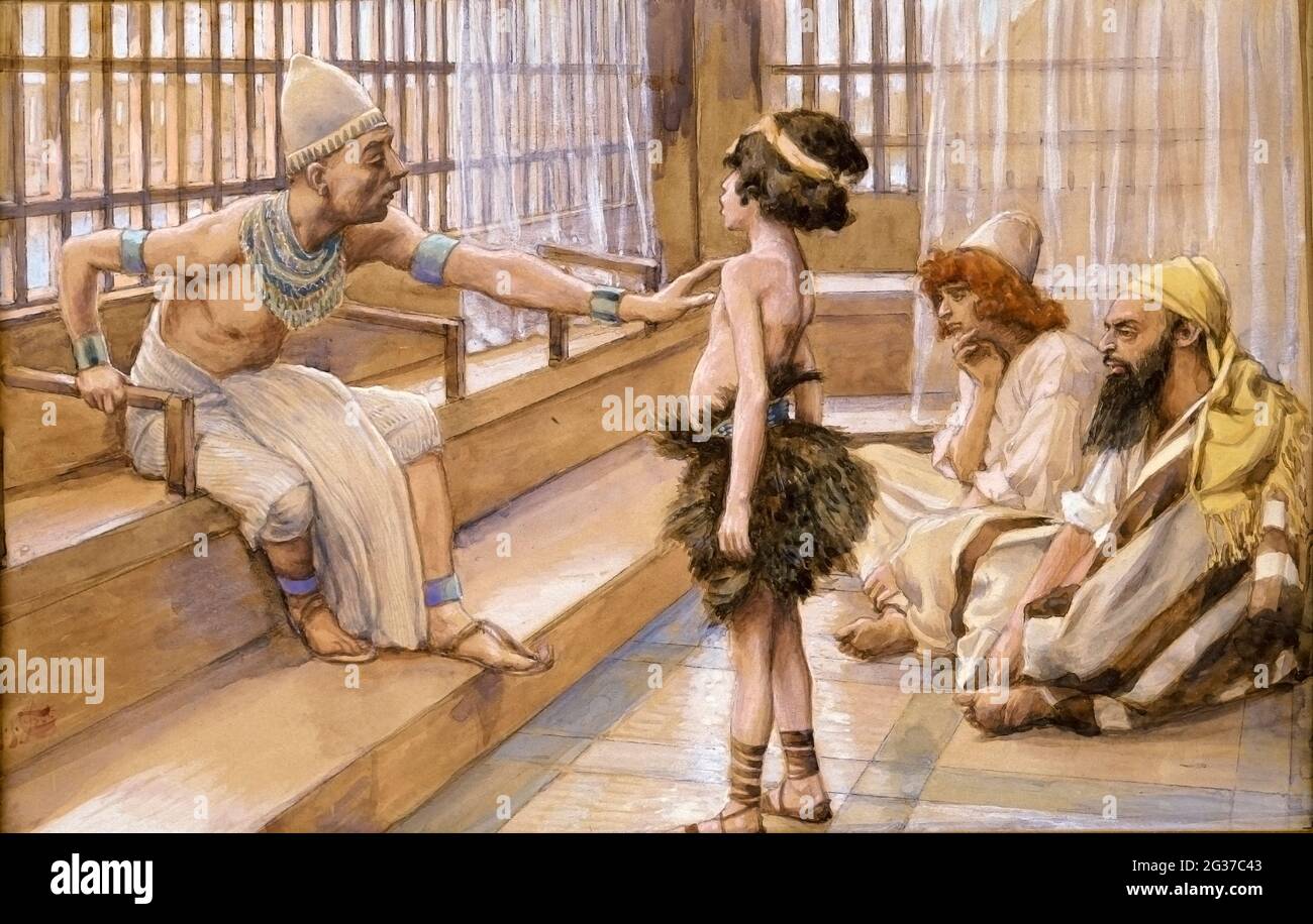 Joseph vend [à l'esclavage] en Égypte peinture Gouache sur carton par James Tissot 1896-1902 Banque D'Images