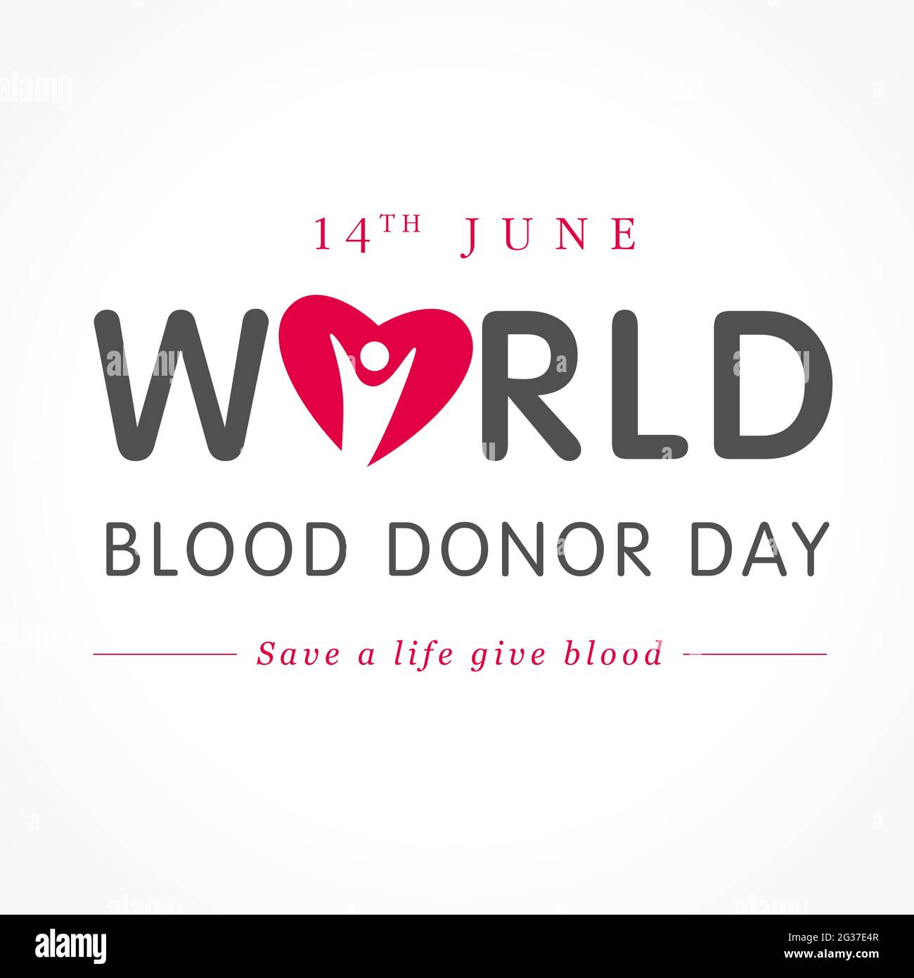 Affiche rouge de la Journée mondiale du don de sang. Illustration vectorielle du concept de don de sang avec coeur rouge de forme abstraite avec l'homme pour la journée du donneur, juin 14 Illustration de Vecteur