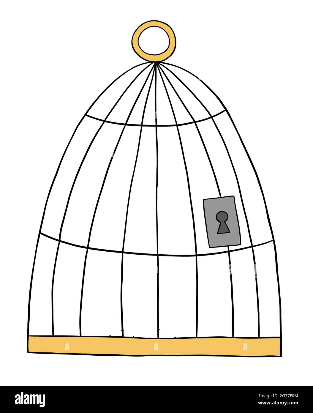 Illustration vectorielle de la cage d'oiseau. Contours colorés et noirs. Illustration de Vecteur