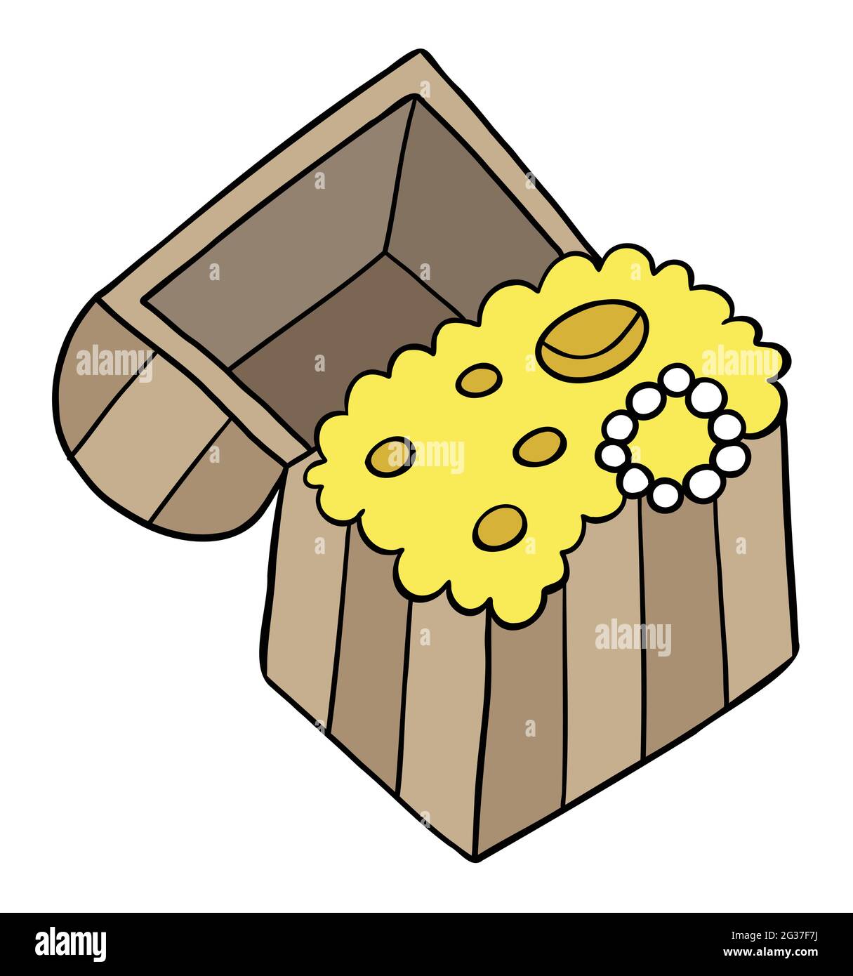 Illustration vectorielle de la poitrine du Trésor. Contours colorés et noirs. Illustration de Vecteur