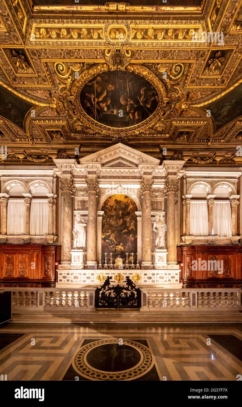 Salle principale, Scuola Grande di San Rocco, magnifique musée d'art, œuvres de l'artiste de la Renaissance Tintoretto, Venise, Vénétie, Italie Banque D'Images