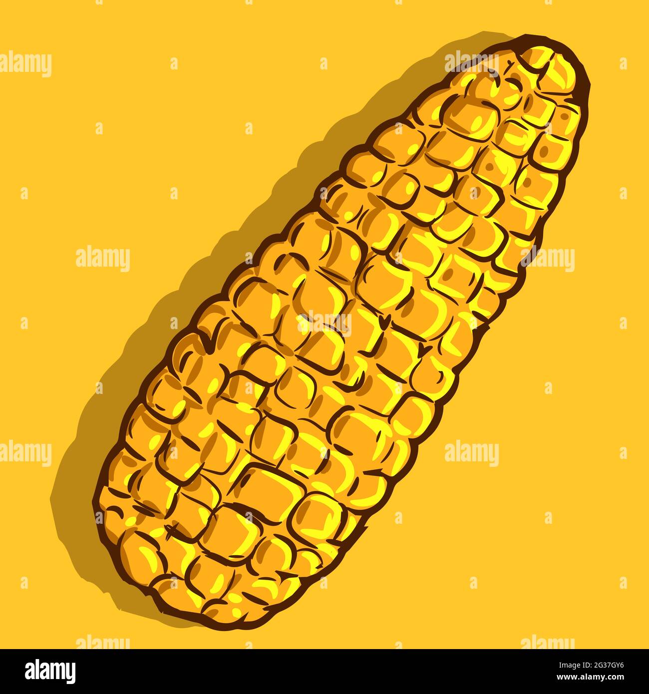 Illustration vectorielle d'un épis de maïs mûr jaune.Dessin d'une céréale isolée d'été et d'automne.dessin animé de nourriture saine illustration d'un cornB. Illustration de Vecteur