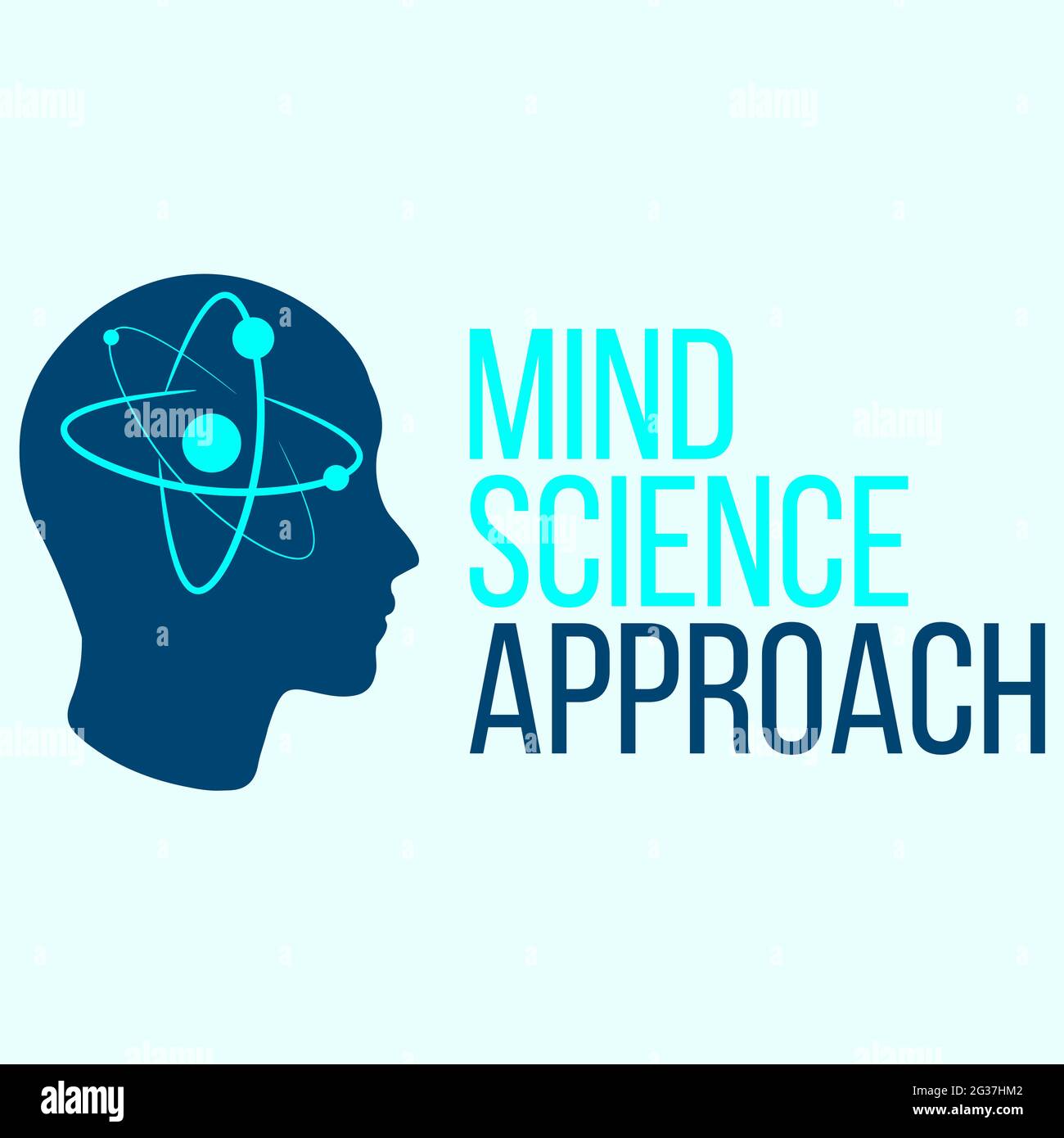Logo d'une tête humaine avec un atome bleu néon au centre.Marketing et entreprise vecteur pour le domaine scientifique et médical. Illustration de Vecteur
