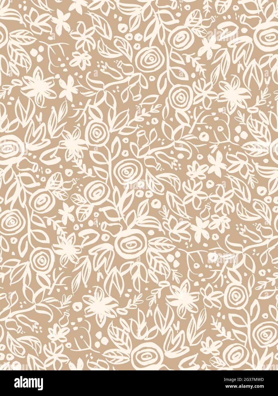 Motif sans couture avec motifs floraux dans les tons beige Banque D'Images