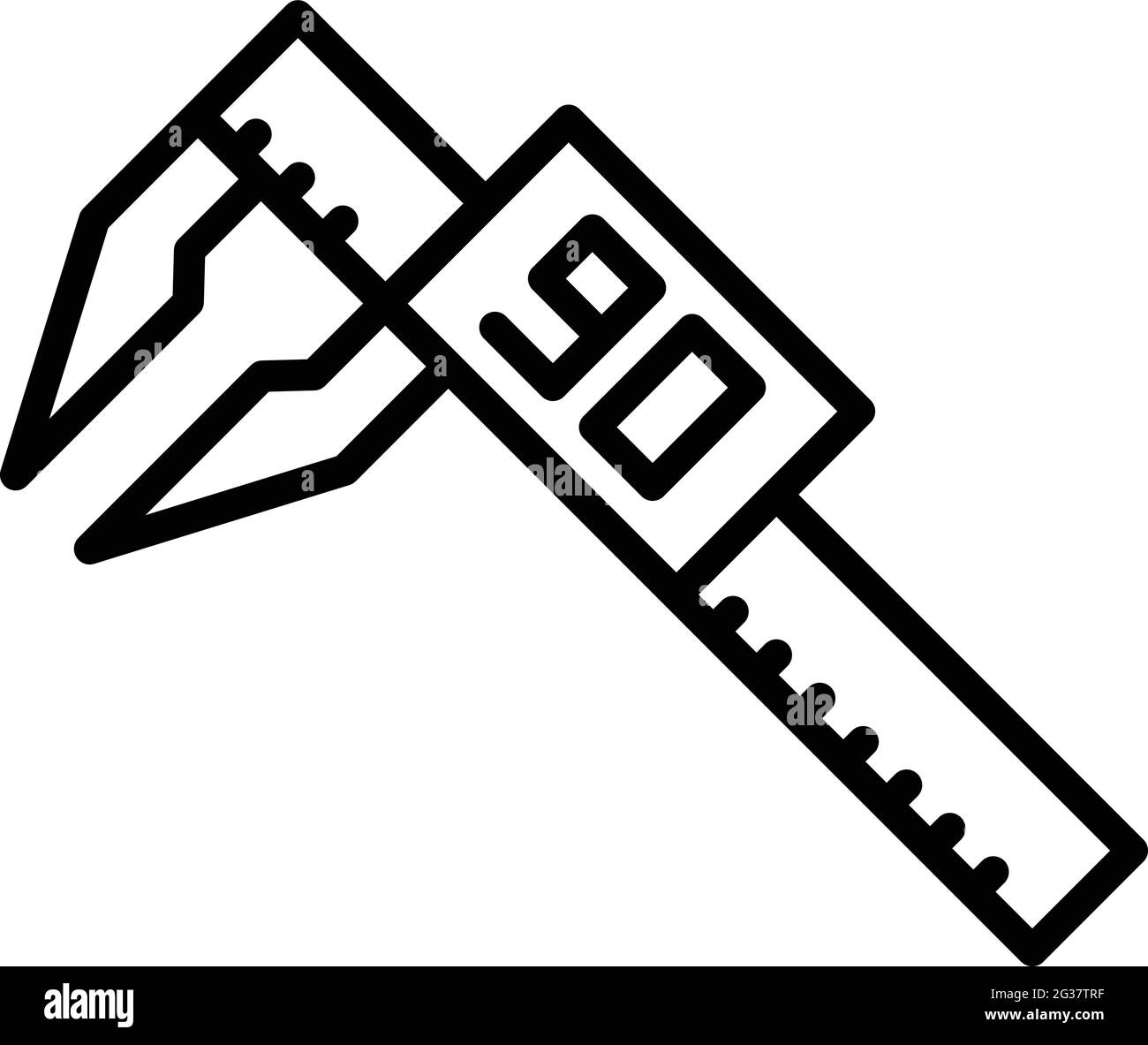 Icône d'affichage du micromètre numérique. Outline le micromètre numérique affiche une icône vectorielle pour la conception de sites Web isolée sur fond blanc Illustration de Vecteur