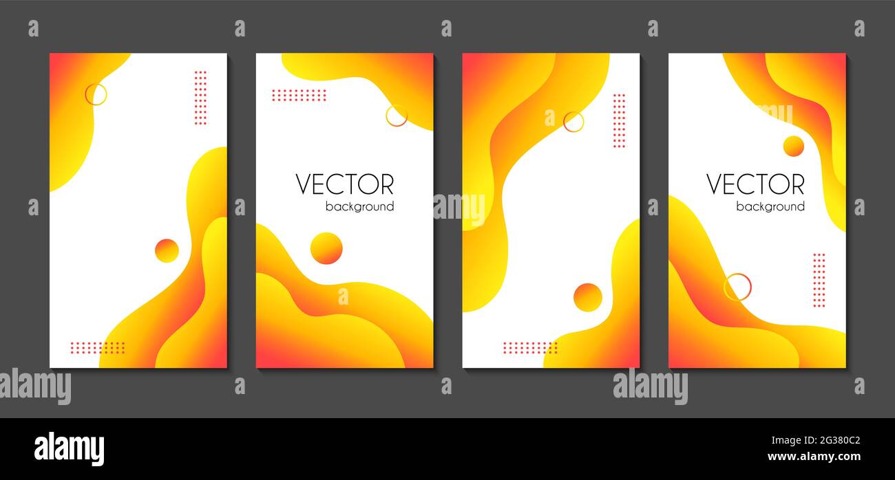 Arrière-plans vectoriels organiques pour les tons clairs instagram. Modèles d'histoires verticales jaunes liquides abstraits pour les médias sociaux Illustration de Vecteur