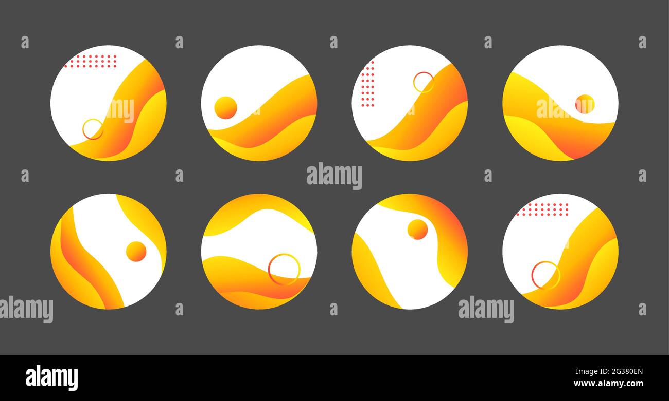 L'article surligné jaune couvre les icônes des médias sociaux. Vecteur cercle abstrait icônes tendance pour les points forts instagram Illustration de Vecteur