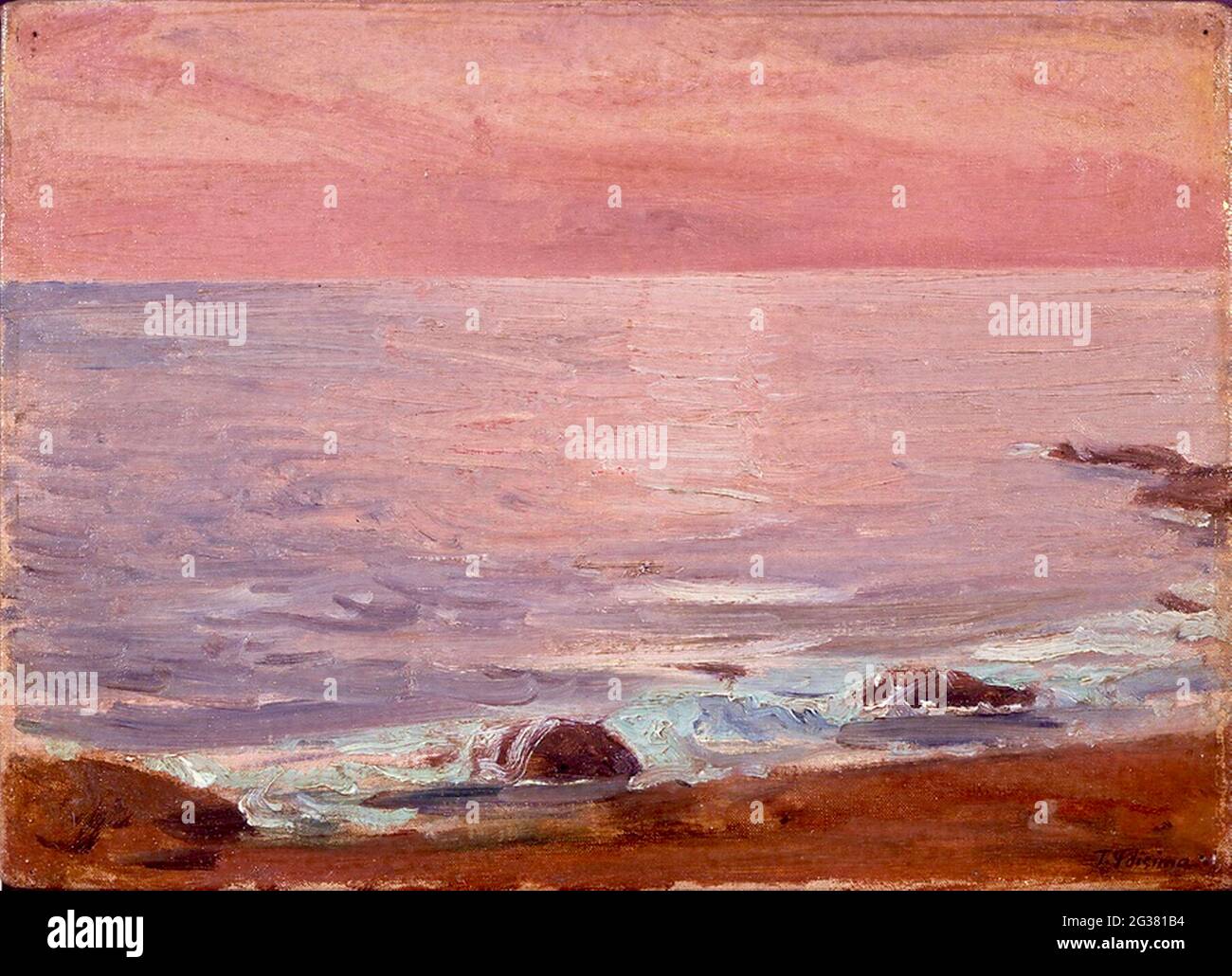 Oeuvre de Fujishima Takeji intitulée la mer au lever du soleil - 1931. Banque D'Images