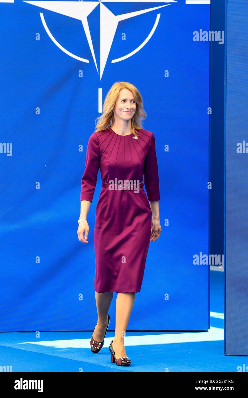 Estonie – Premier ministre Kaja Kallas lors DU SOMMET de l’OTAN 2021 à Bruxelles, Belgique. (Photo par DPPA/Sipa USA) Banque D'Images