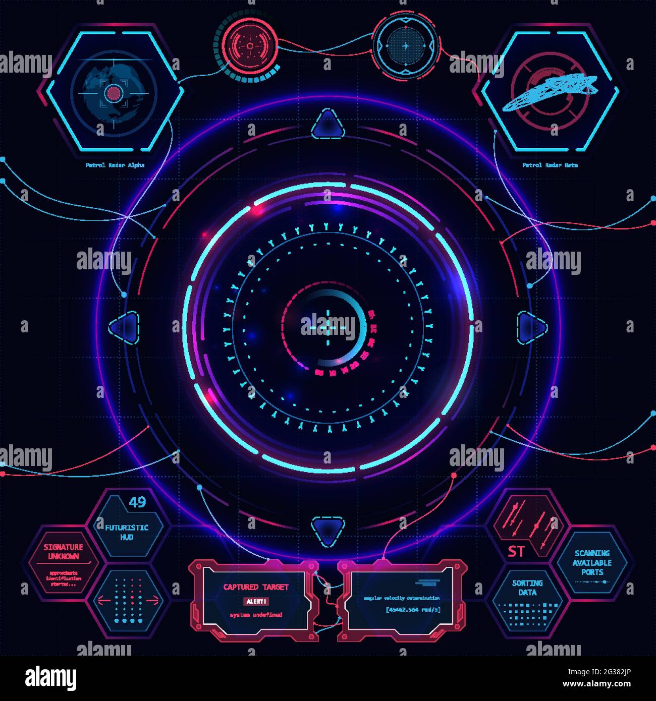 Ensemble d'éléments d'interface utilisateur futuriste HUD pour tableau de bord ou panneau de commande. Illustration vectorielle Illustration de Vecteur