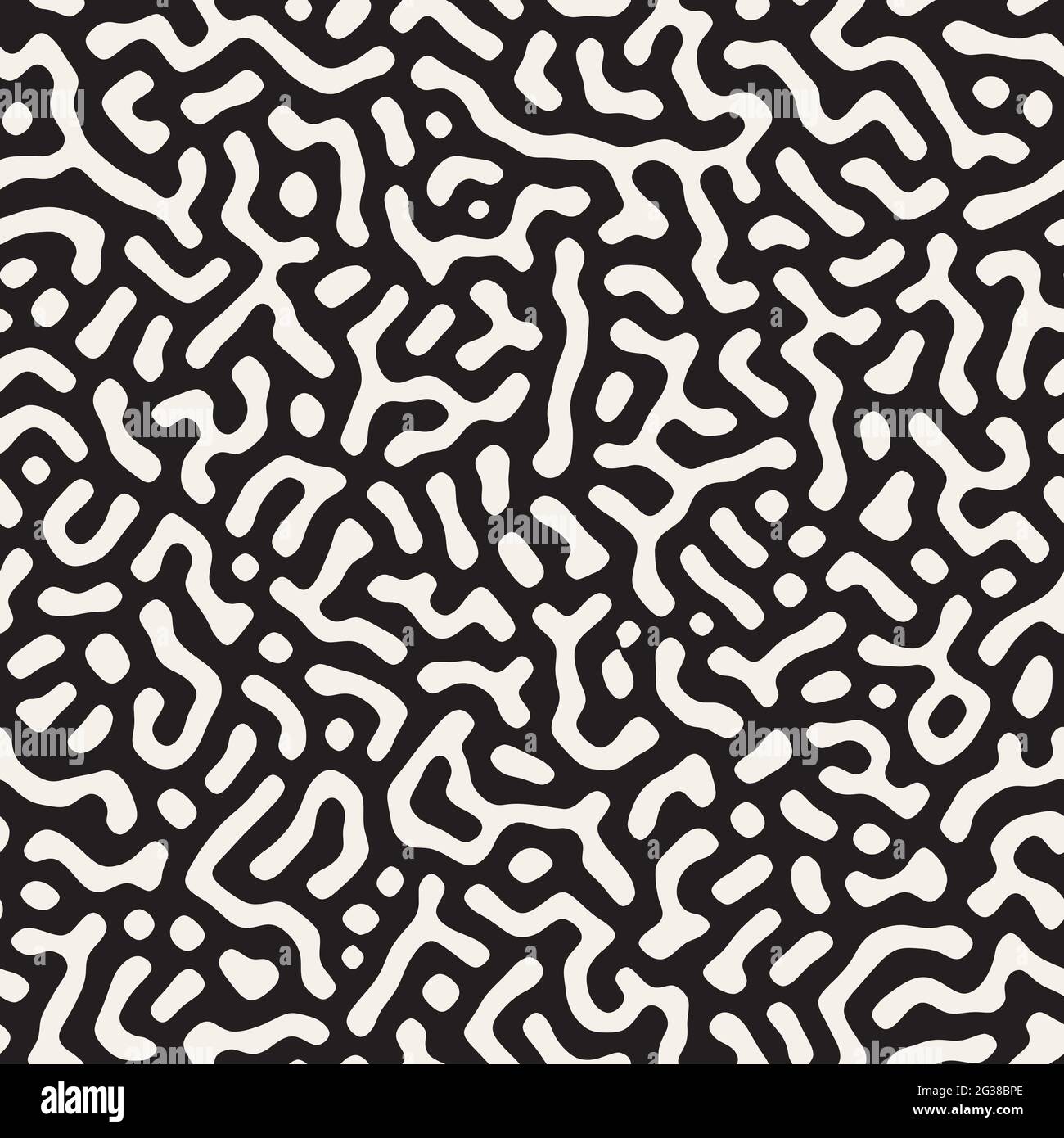 Motif vectoriel tendance sans couture. Texture de formes organiques monochromes. Arrière-plan abstrait aux lignes arrondies. Illustration de Vecteur