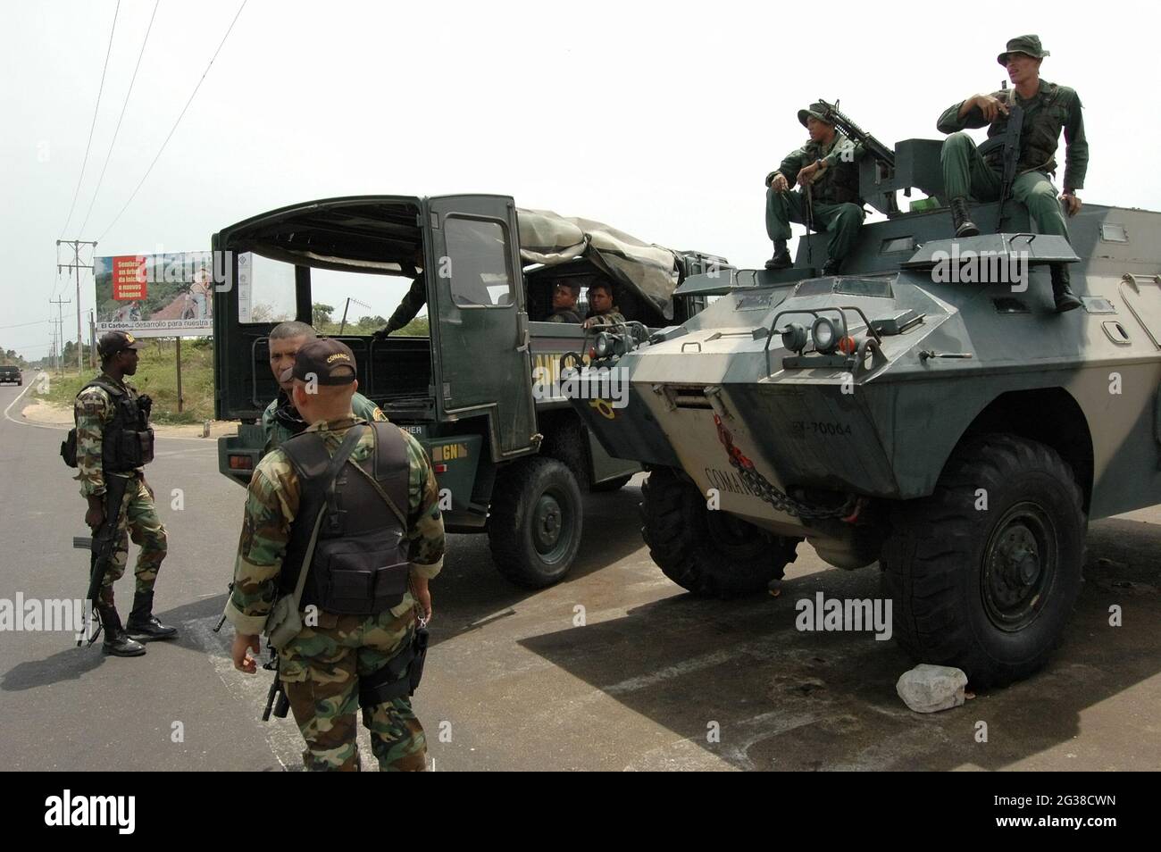 Opérations militaires de l'armée vénézuélienne pour lutter contre les guérilleros colombiens à la frontière. Banque D'Images
