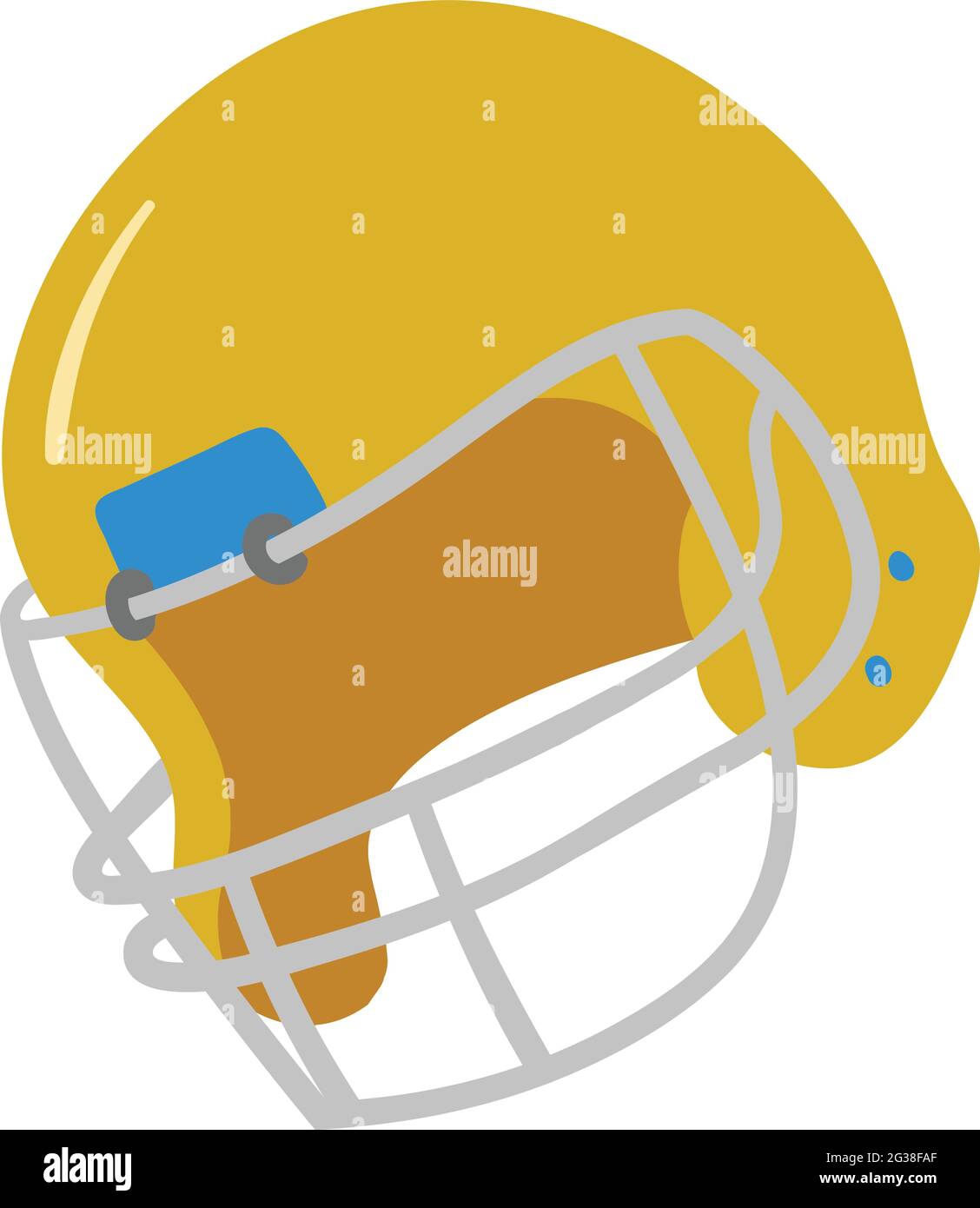 Vecteur de casque de rugby jaune isolé sur fond blanc. Graphiques d'illustration de livre pour enfants. Motifs vectoriels de sport. Illustration de Vecteur
