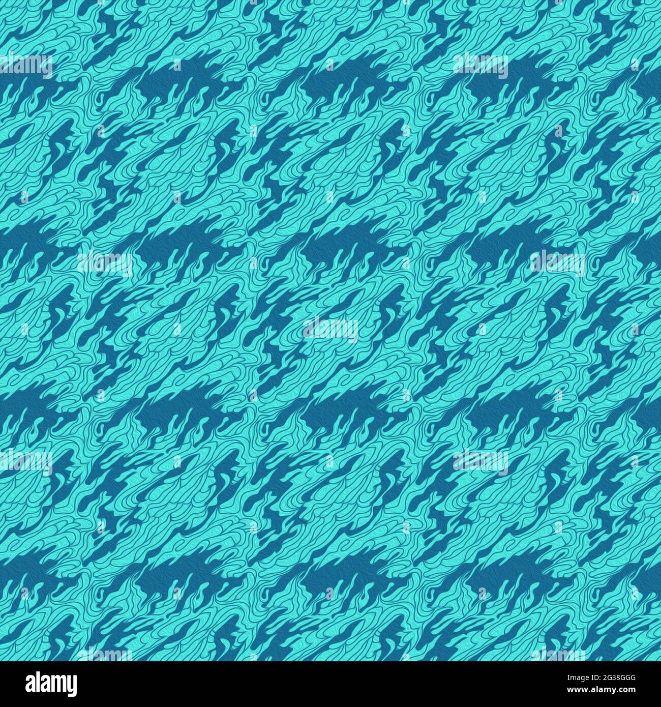 Motif abstrait sans couture avec lignes ondulées chaotiques de couleur bleu pâle, effet de peinture à l'huile Banque D'Images