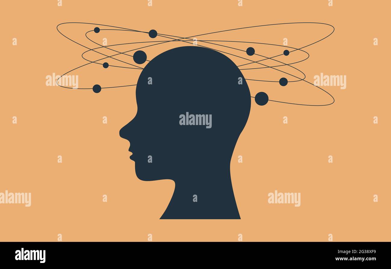 Concept d'illustration de dissonance cognitive. Un sentiment d'inconfort mental, sentiment inconfortable, conduisant à une altération de l'une des attitudes, être Illustration de Vecteur