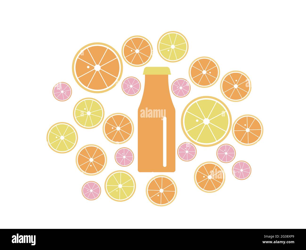 Fond de citron, d'orange, de pamplemousse et de jus frais. Vecteur de conception plate abstrait. Illustration de Vecteur