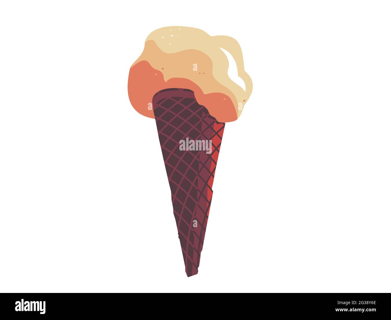 Magnifique illumination de glace. Grand cornet icecream design plat sur un fond blanc. Vecteur. Illustration de Vecteur