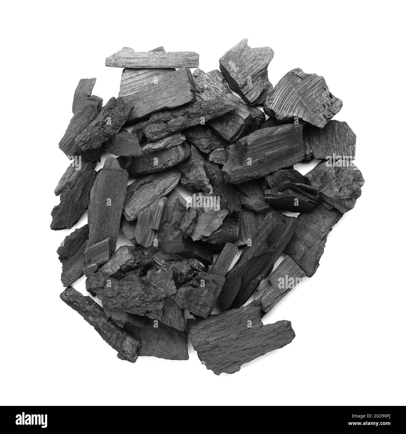 Charbon de bois sur fond blanc Banque D'Images