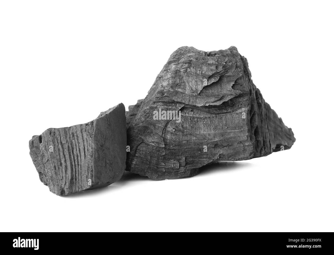 Charbon de bois sur fond blanc Banque D'Images