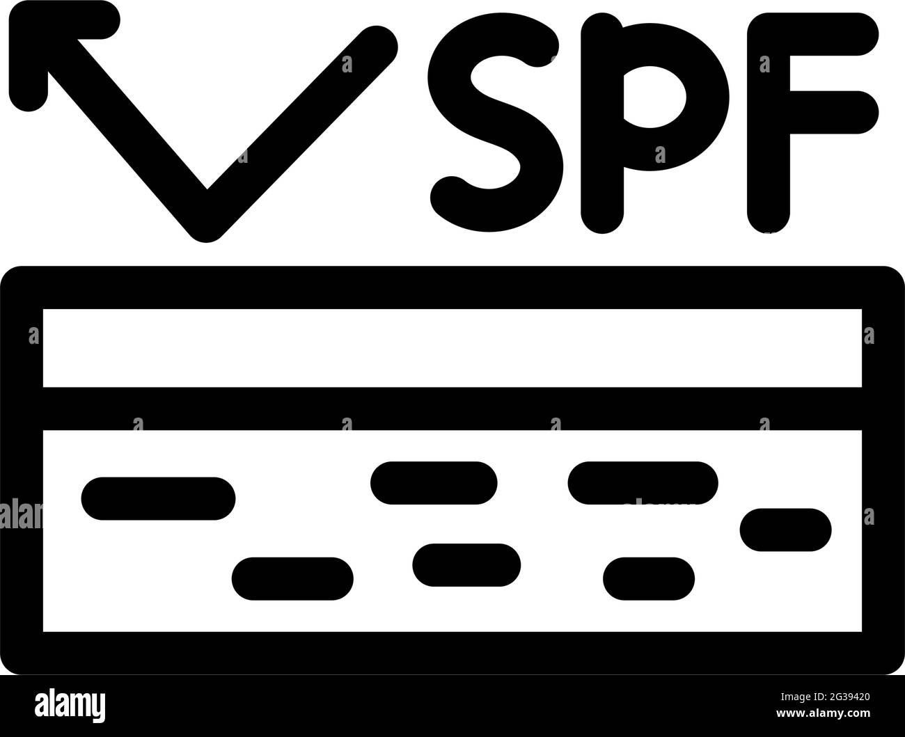 Symbole de protection de la peau aux ultraviolets. Icône SPF. Panneau de rayons solaires. Icône de contour fin sur fond blanc. Illustration vectorielle. Illustration de Vecteur