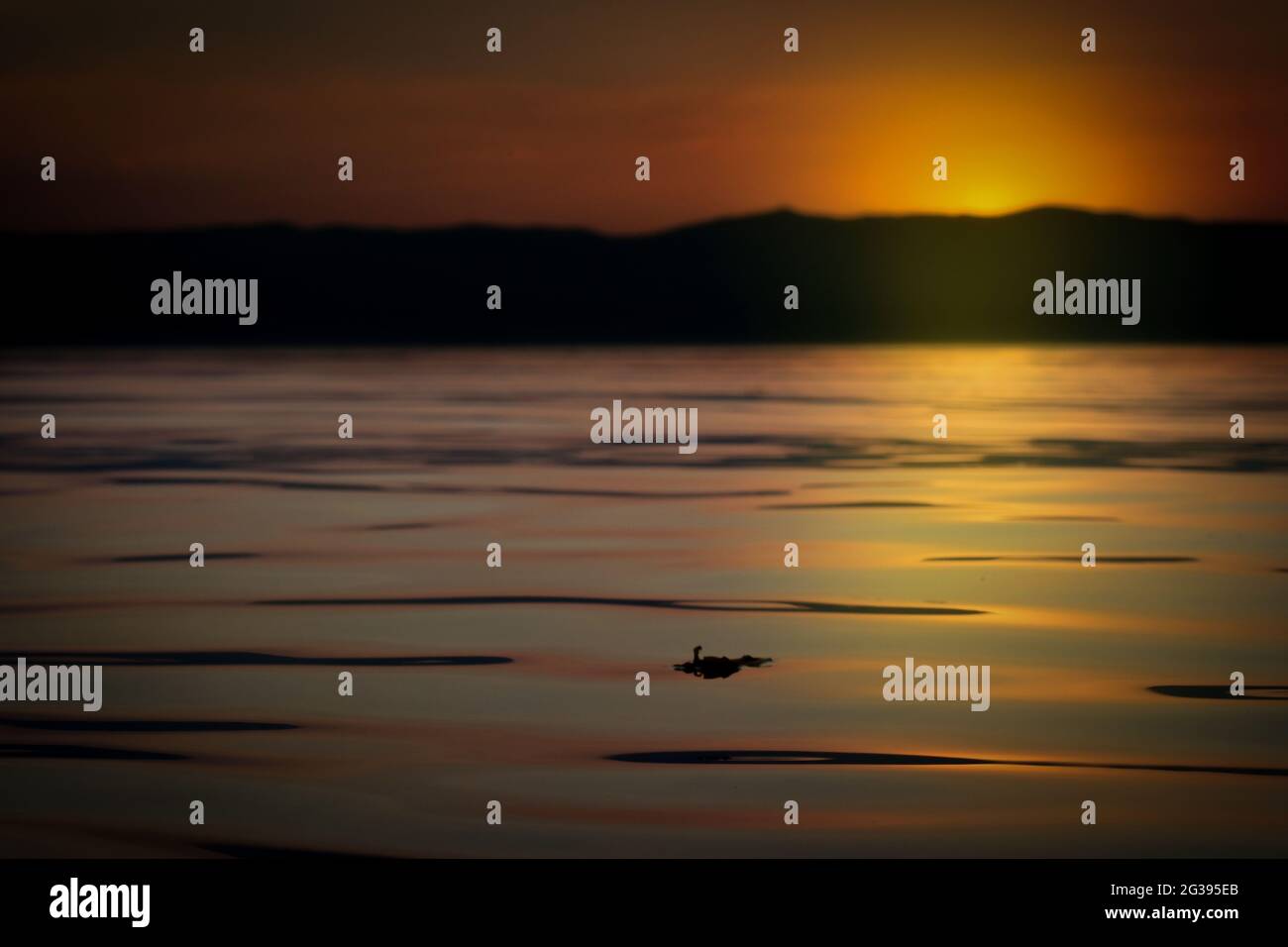 Coucher de soleil à ohrid et couleurs dorées spectaculaires Banque D'Images