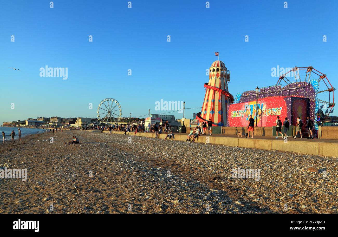 Hunstanton, Funfair, Pleasure Beach, front de mer, plage, Promenade, ville, Norfolk, Angleterre, Royaume-Uni Banque D'Images