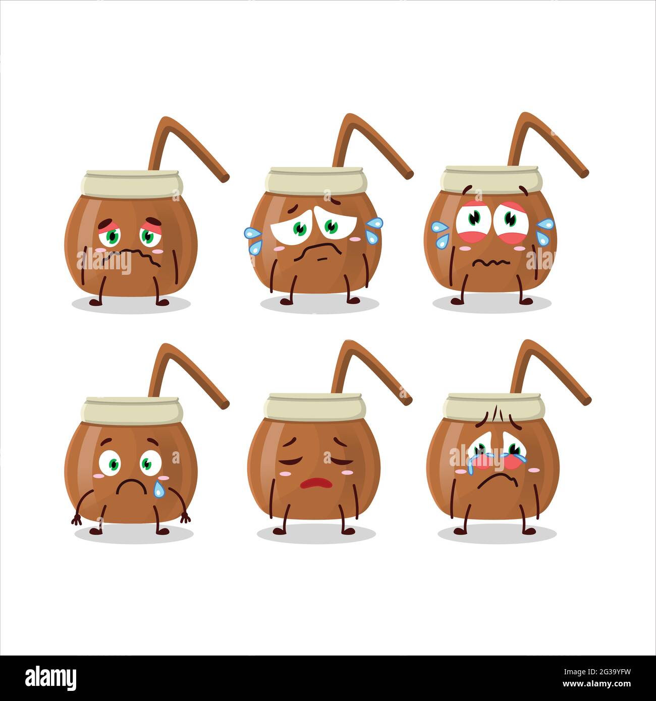 Maté thé personnage de dessin animé avec une expression triste. Illustration vectorielle Illustration de Vecteur
