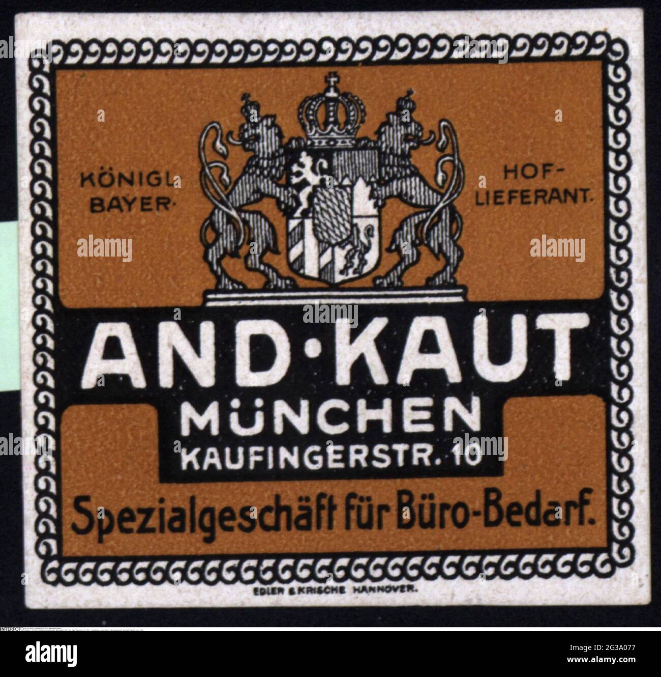 Publicité, timbres d'affiche, matériel de bureau, et. Kaut', Munich, vers 1910, INFO-DROITS-AUTORISATION-SUPPLÉMENTAIRES-NON-DISPONIBLE Banque D'Images
