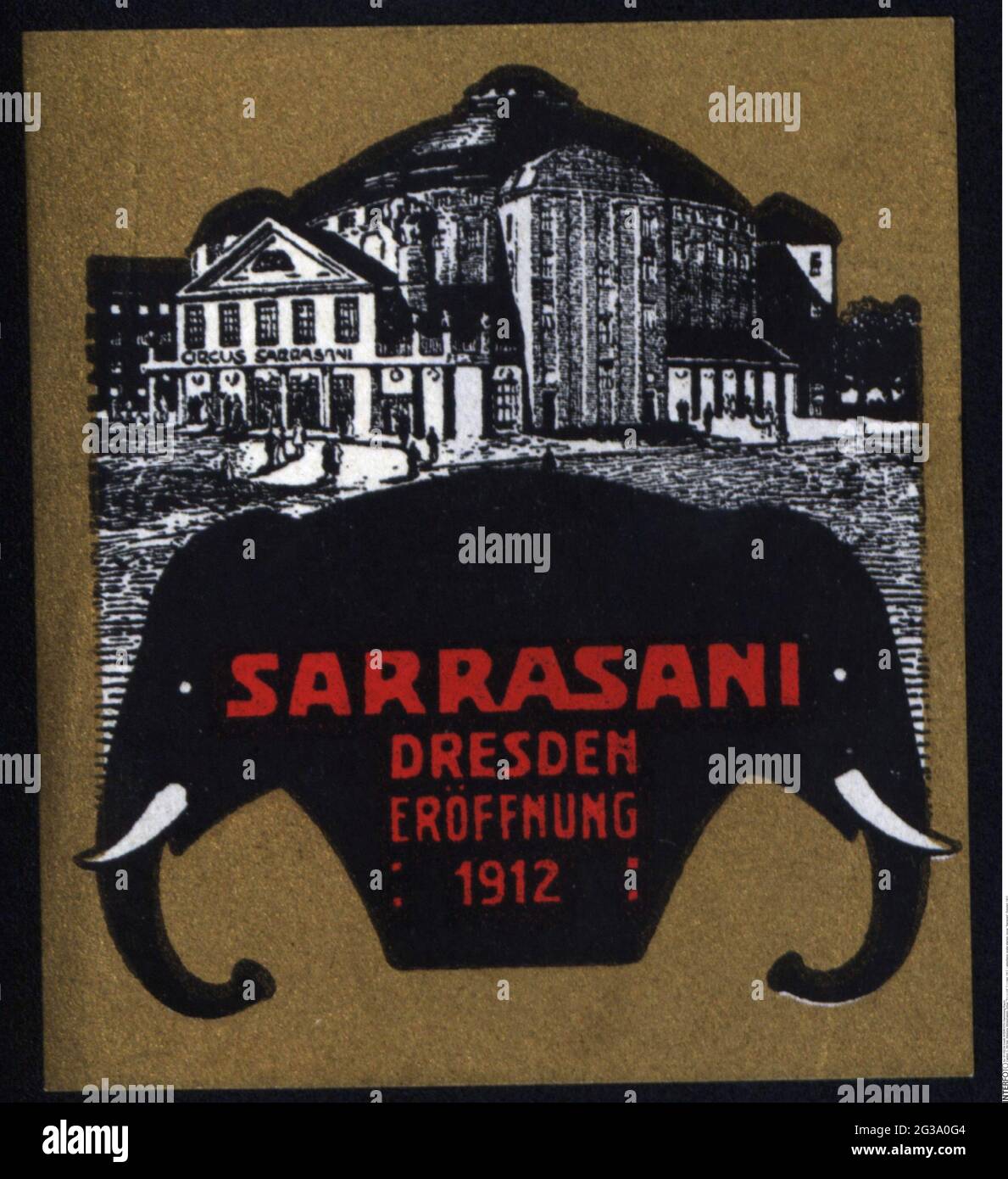 Publicité, timbres d'affiche, cirque, 'Sarrasani', Dresde, 1912, INFO-AUTORISATION-DROITS-SUPPLÉMENTAIRES-NON-DISPONIBLE Banque D'Images