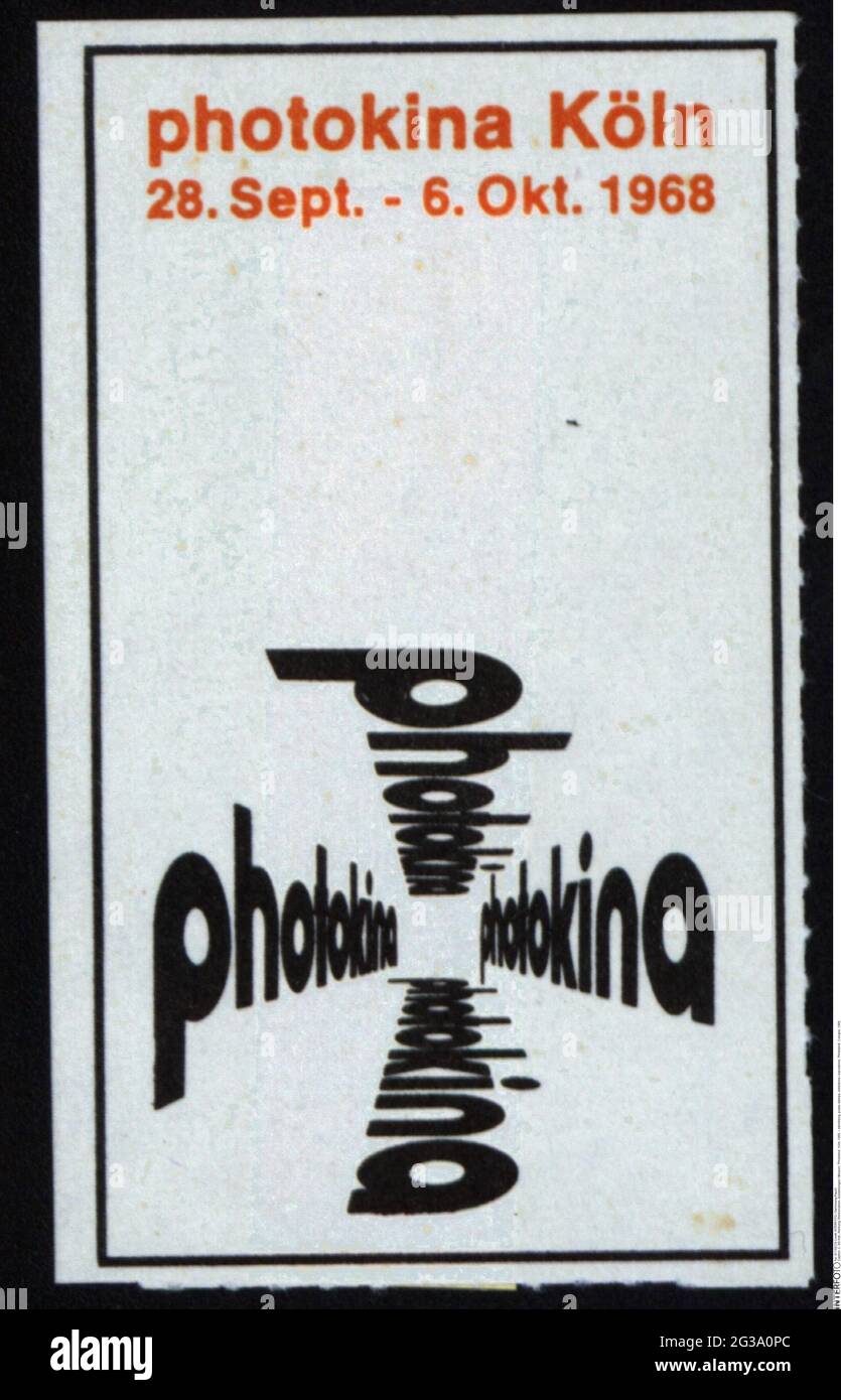 Publicité, timbres-affiches, expositions / expositions, « Photokina », Cologne, 1968, INFO-AUTORISATION-DROITS-SUPPLÉMENTAIRES-NON-DISPONIBLE Banque D'Images
