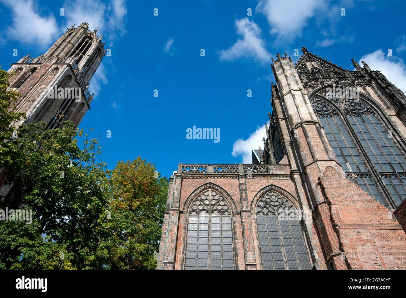 Le Domkerk (cathédrale Saint-Martin) et le Domtoren (clocher de la cathédrale, 112 m, le plus haut des pays-Bas), Utrecht, pays-Bas Banque D'Images