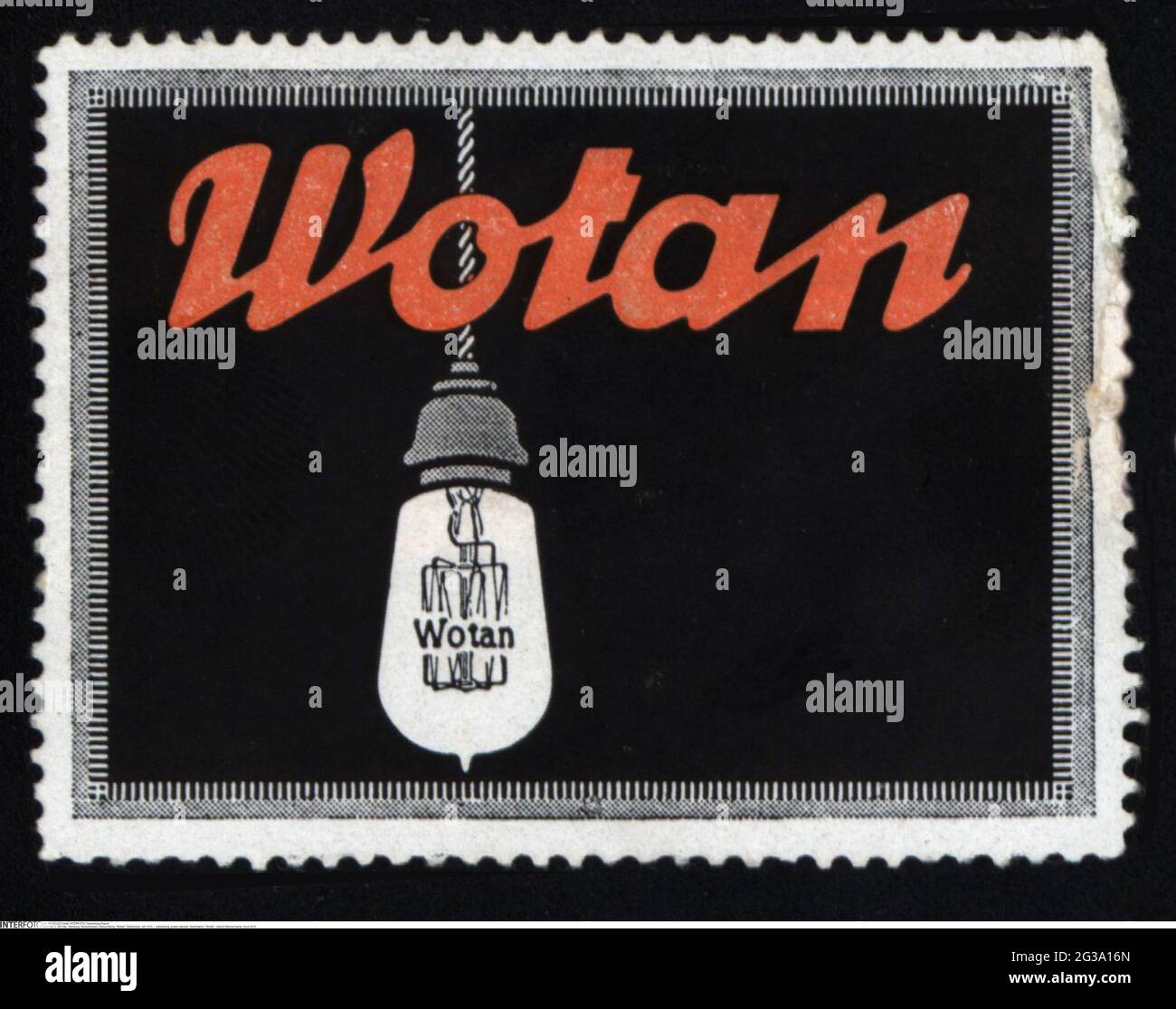 Publicité, timbres d'affiche, éclairage, « Wotan », lampe à filament de carbone, VERS 1910, INFO-AUTORISATION-DROITS-SUPPLÉMENTAIRES-NON-DISPONIBLE Banque D'Images