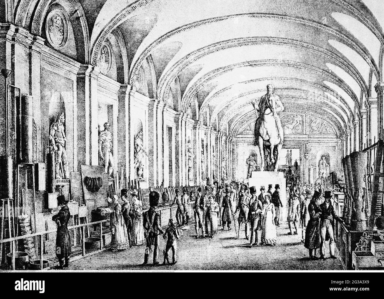 Expositions, exposition industrielle au Louvre, Paris, 1819, DROITS-SUPPLÉMENTAIRES-AUTORISATION-INFO-NON-DISPONIBLE Banque D'Images